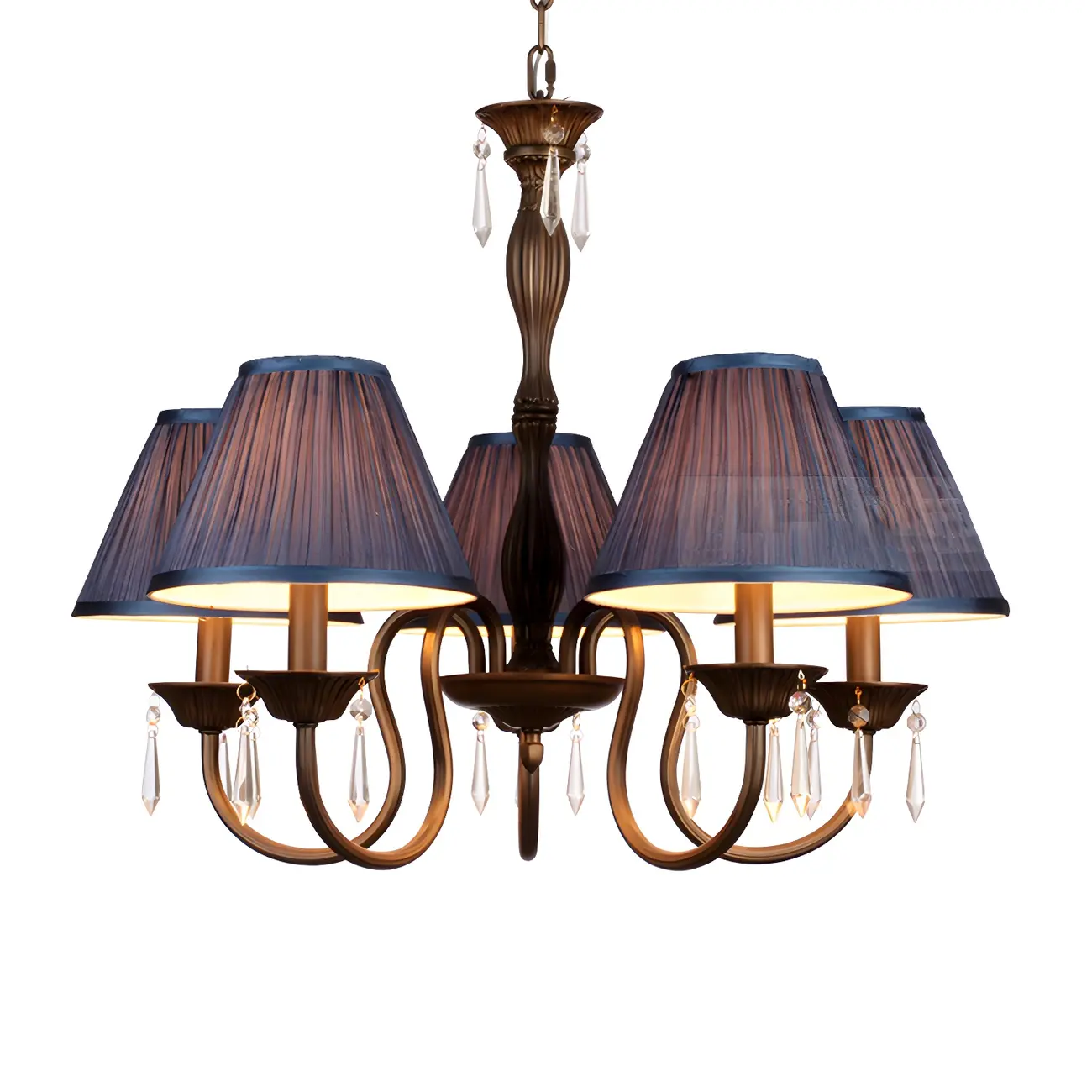 Adjustable Hanging 5-Light Down Shade Crystal Chandelier