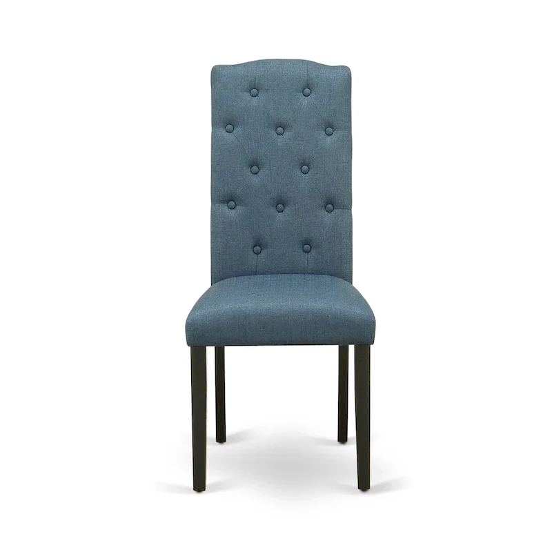 East West Furniture Wooden Dining Table Set Includes Small Table and Parson Chairs in Linen Fabric (Pieces and Finish Option)