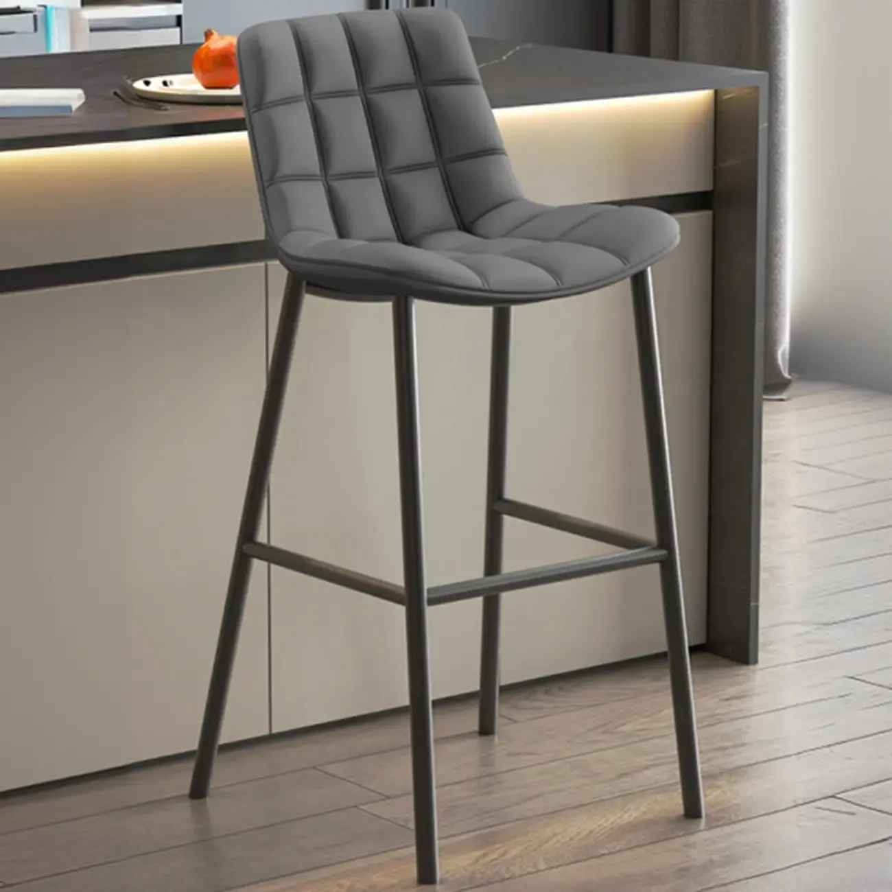 Concave Modern Low Back Leather Counter Bar Stools