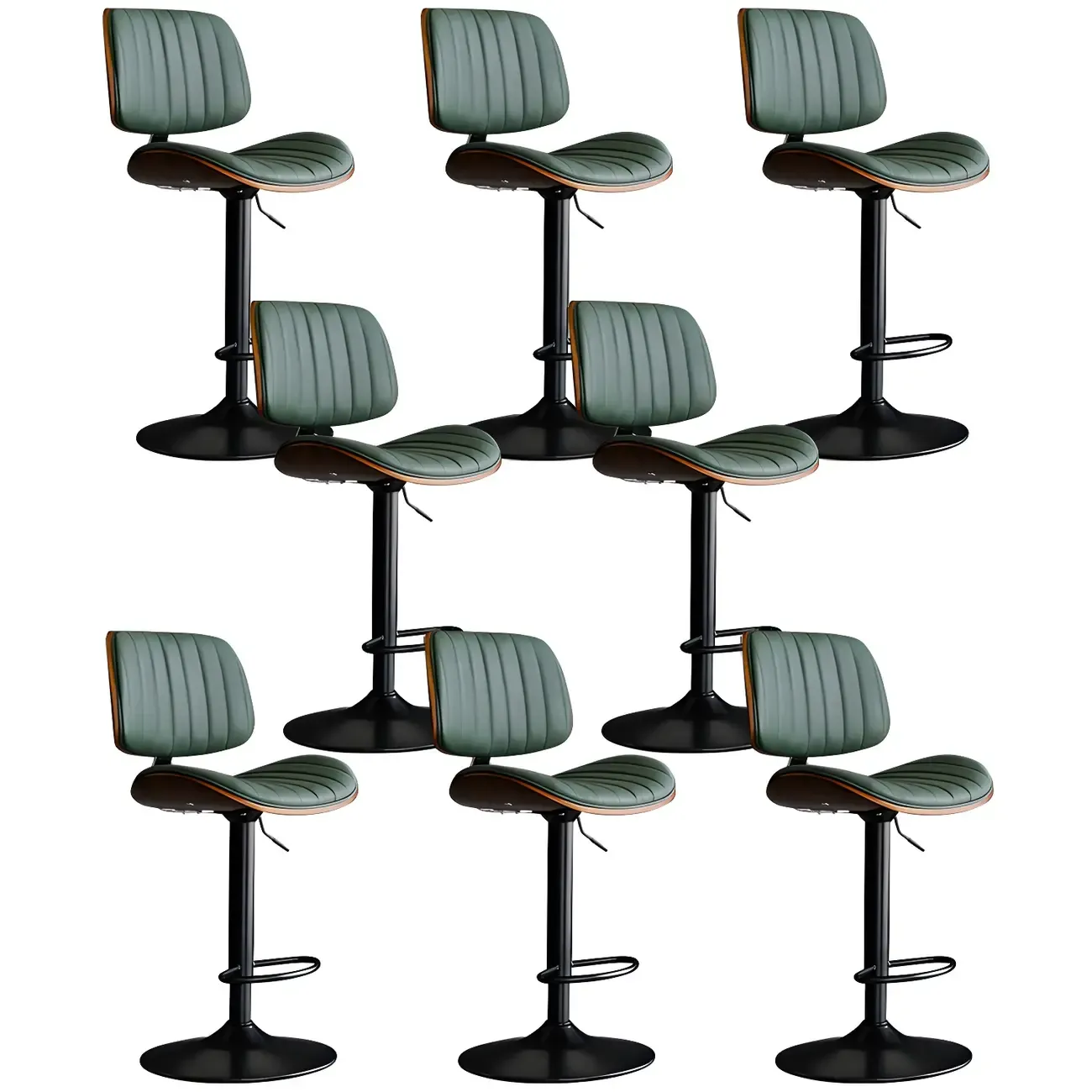 Modern Faux Leather Adjustable Swivel Bar Stools