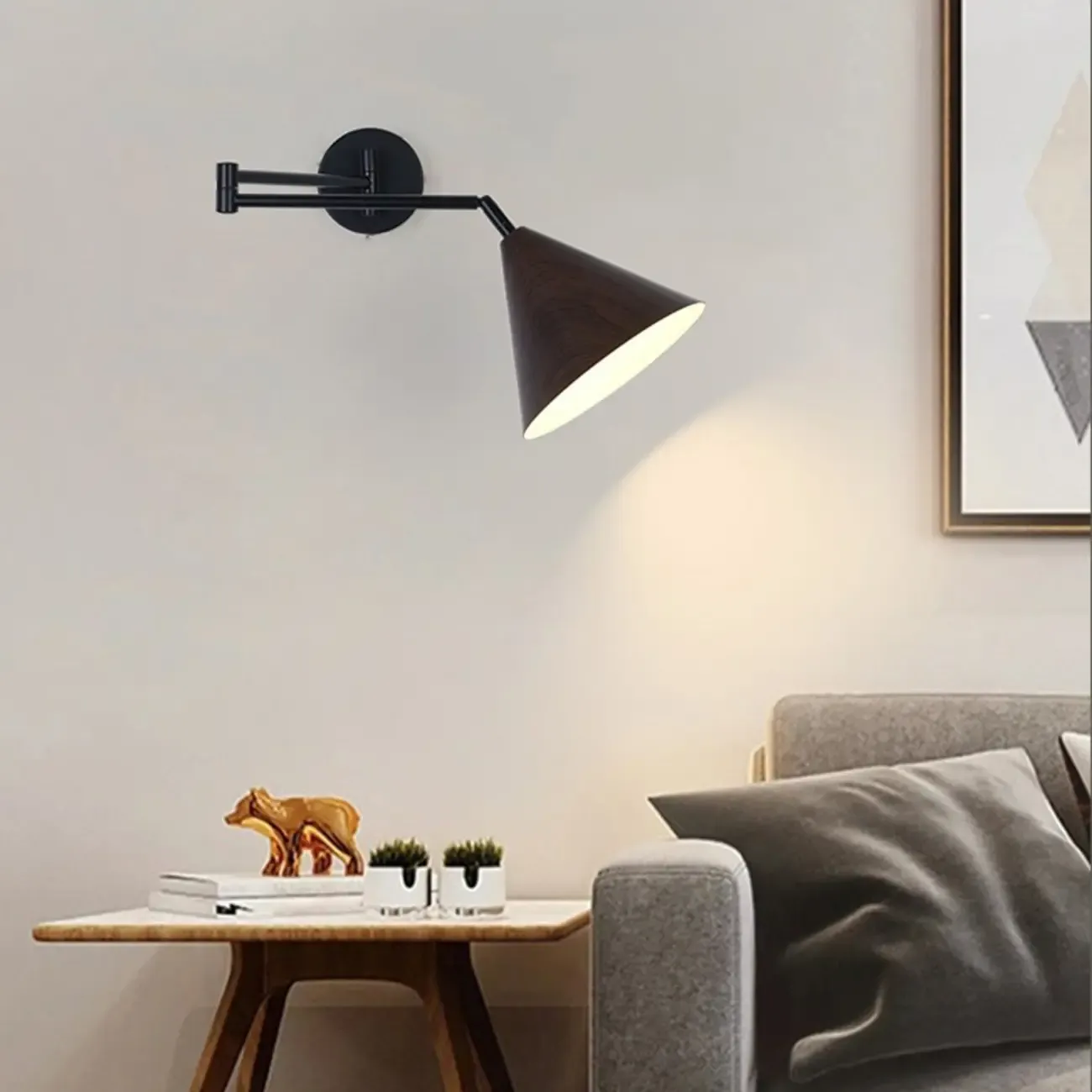 Modern Indoor Black Wall Light with Adjustable Arm