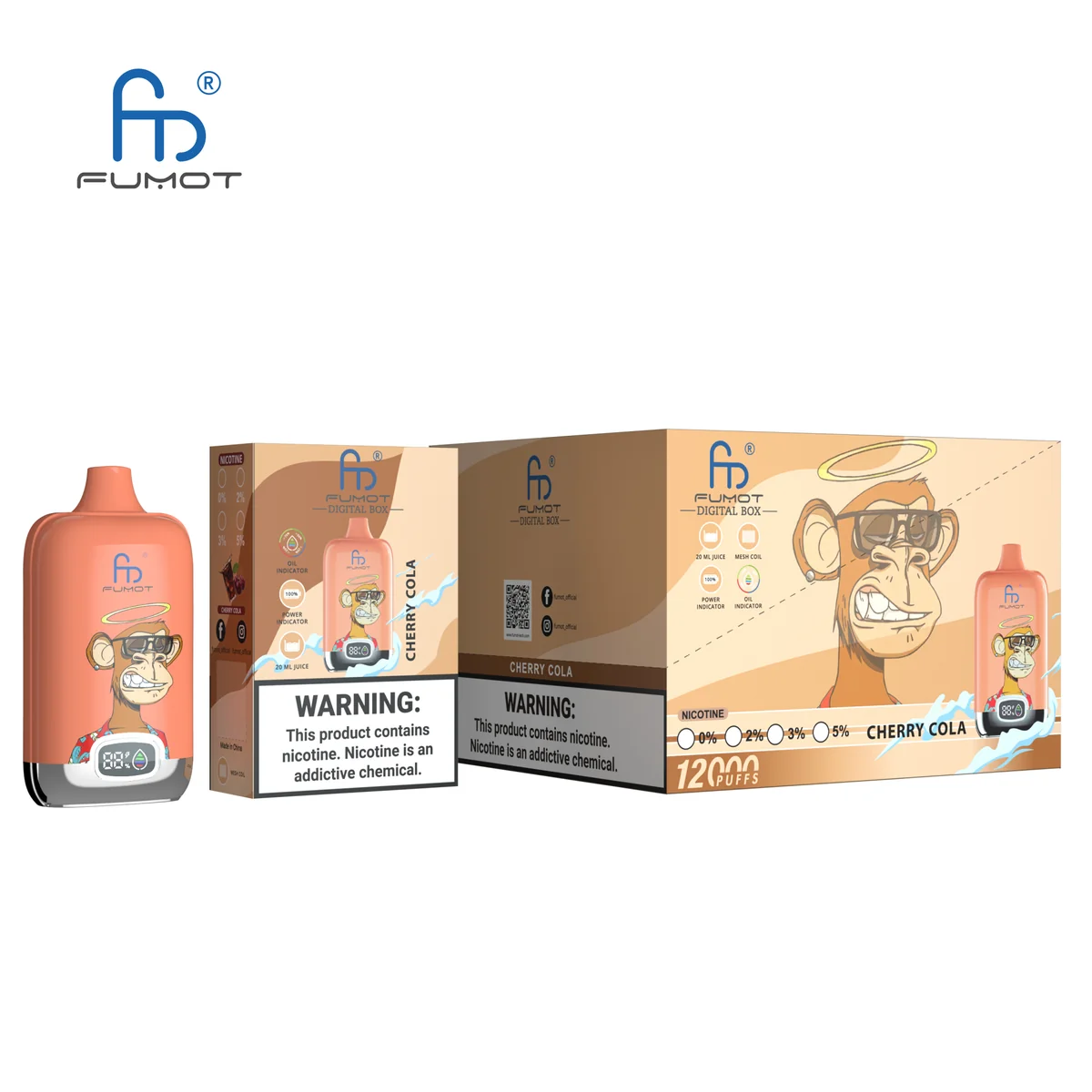 Fumot Digital Box 12000 Cherry Cola – 10er-Displaybox mit Einweg-Vape und Einzelpackung