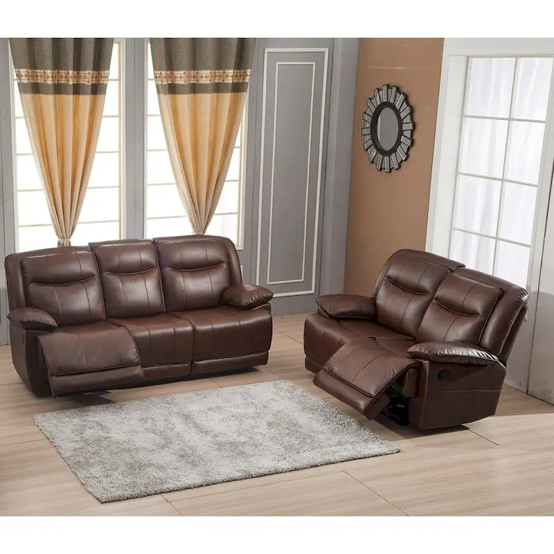 Betsy Furniture 2 Piece Bonded Leather Reclining Living Room Set, Sofa and Loveseat