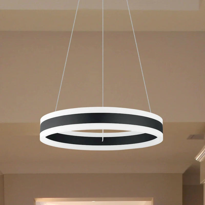 Eglo Tonarella 2-light Black and White Acrylic LED Single Pendant