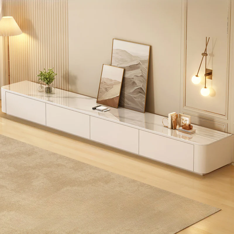 Modern Wooden TV Stand with Drawers and Cable Management