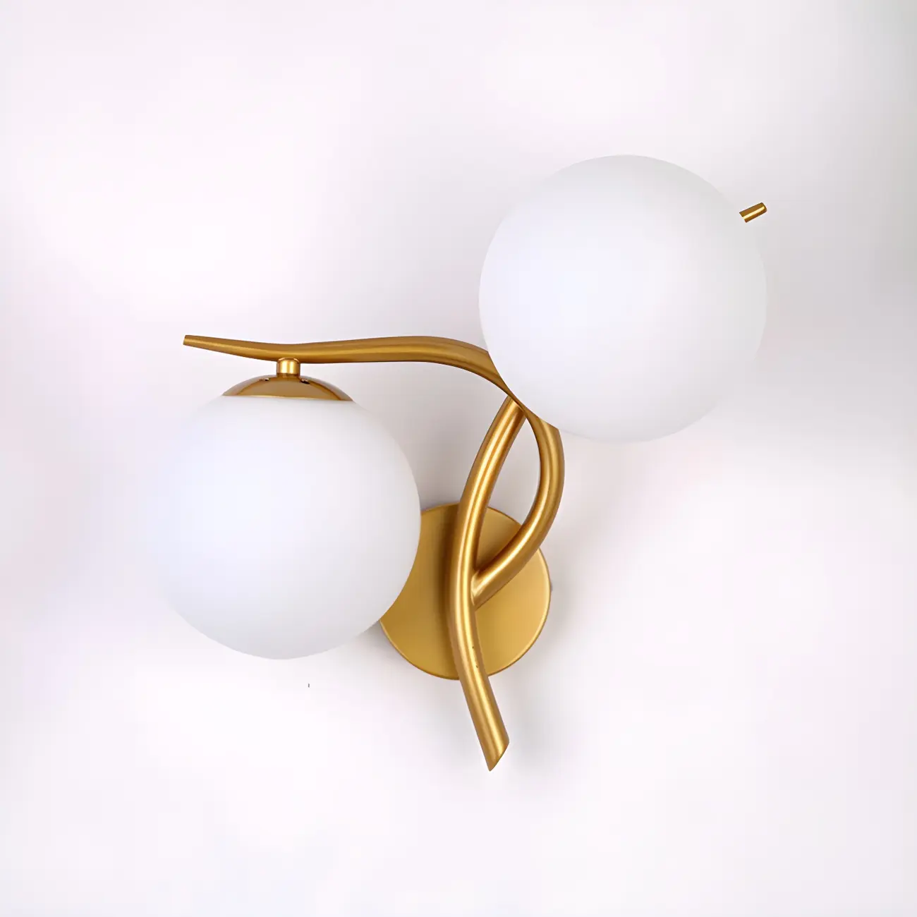 Modern Globe Glass Twisted Golden Dual Vanity Light