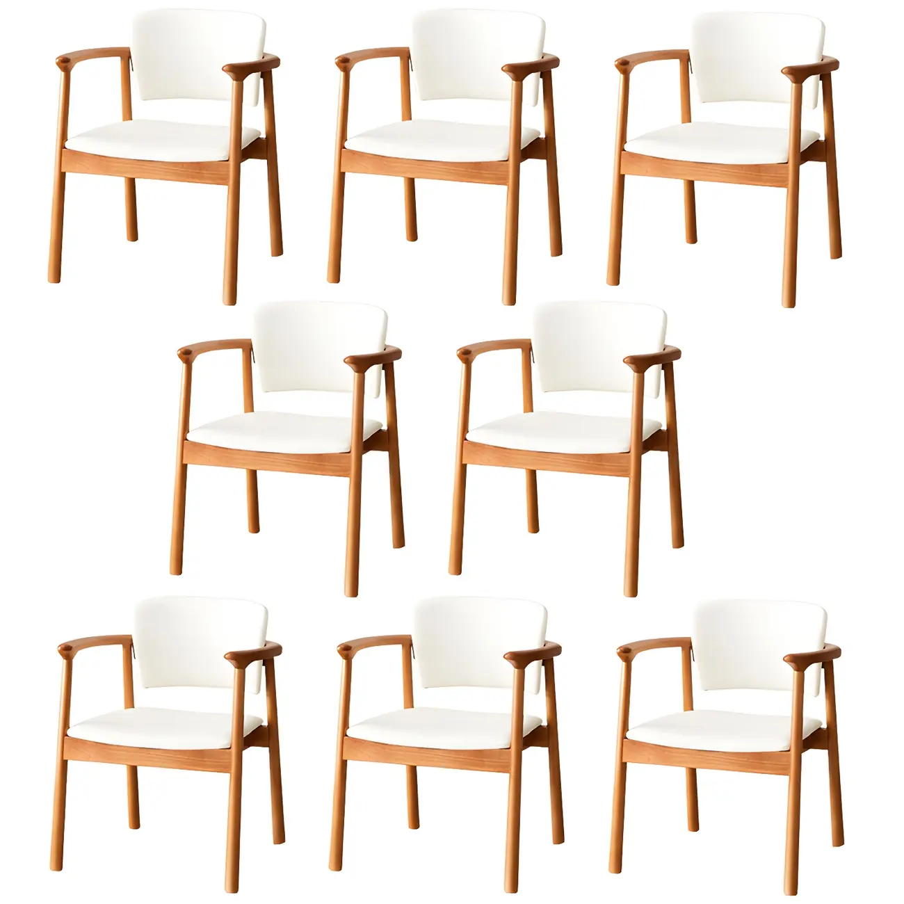 Modern Upholstered Rubberwood Arm Dining Chair Set of 2