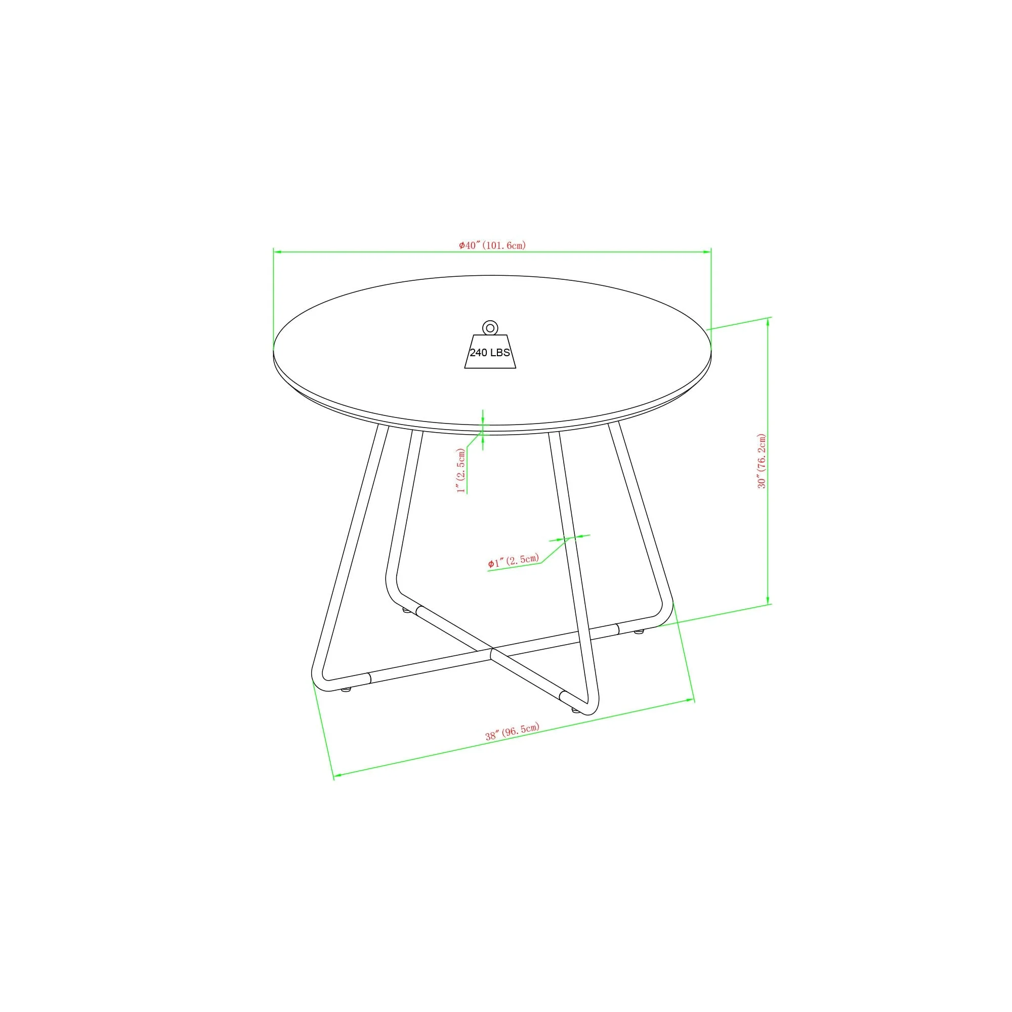 Alex 40 Modern Veneer and Metal Round Dining Table