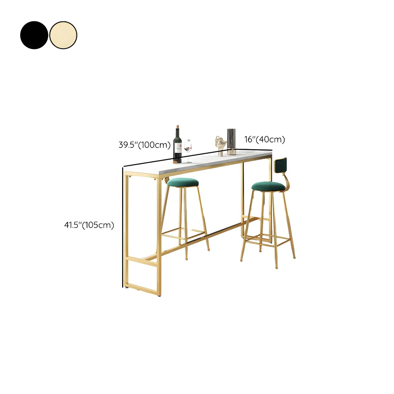 Glam White Marble Gold Iron Trestle Footrest Bar Tables