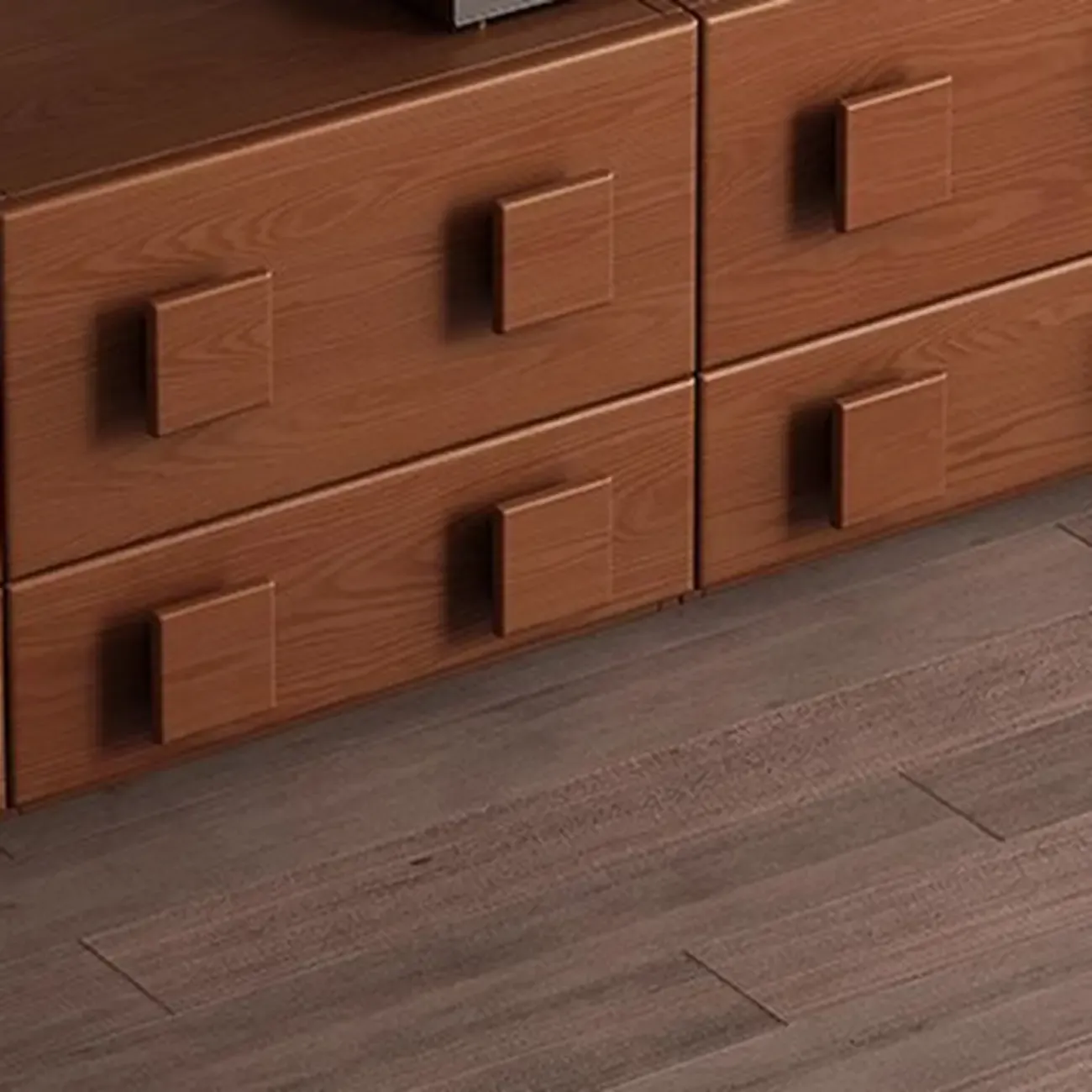 Living Room Brown 2-Tier Rectangular Wooden TV Stand