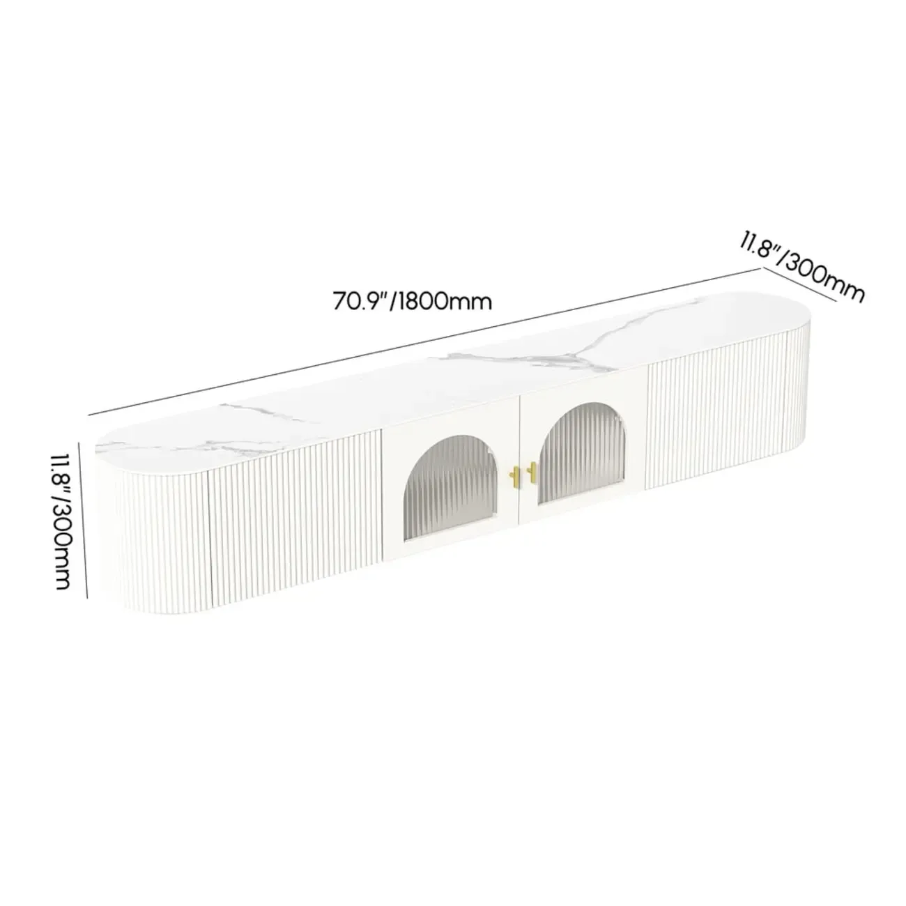 White Modern Marble 2-Drawer Wall-Mounted TV Stand