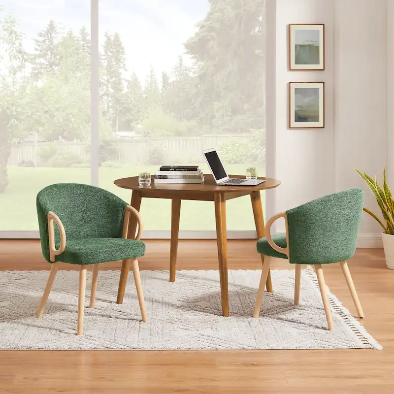 Art Leon Modern Fabric Accent Dining Wood Chair (Set of 2)