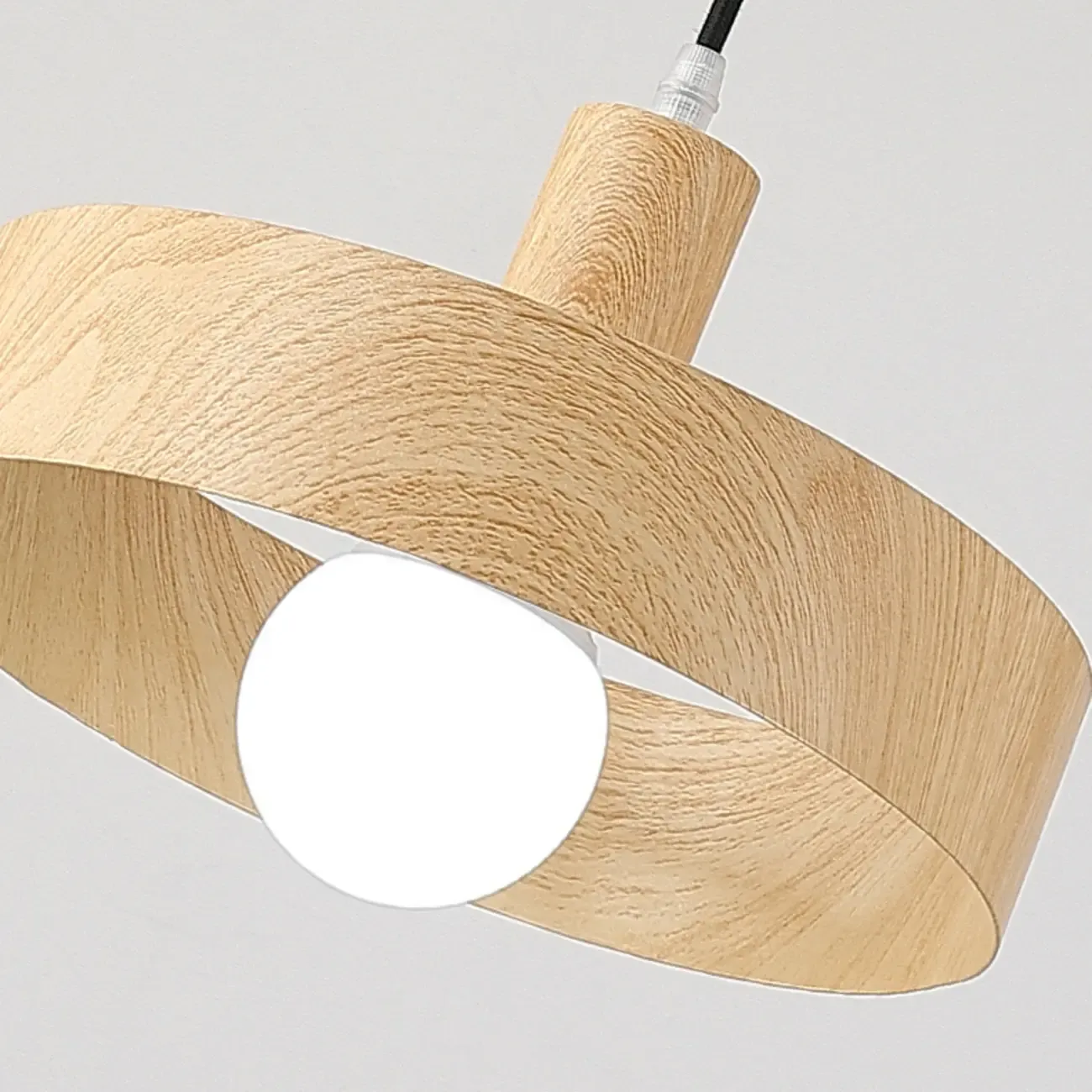 Cylinder Brown Wood Kitchen Adjustable Pendant Light