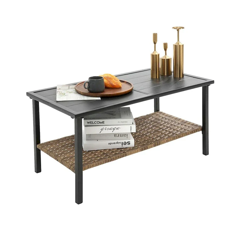 Patio 4 Piece Sectional Low Dining Conversation Sofa Set w/ Cushion