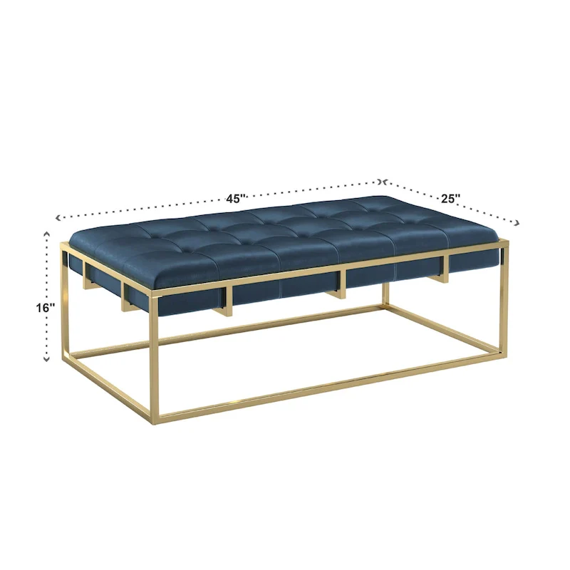 Perdita Gold Finish Velvet Rectangular Tufted Ottoman by iNSPIRE Q Bold