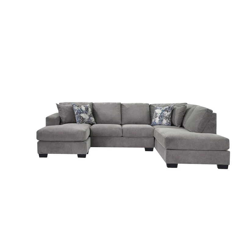 American Furniture Classics Graphite Model A414V6-K2 U Shaped Sectional with 4 Throw Pillows