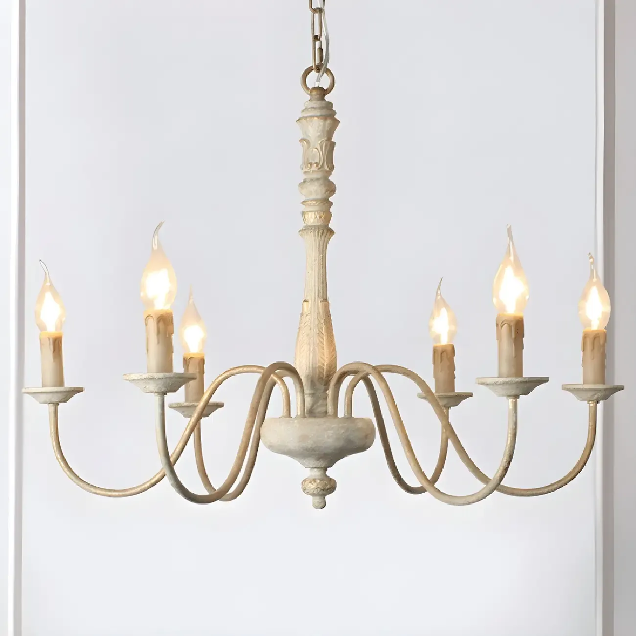 Traditional Adjustable 6-light Empire Wood Candelabra Chandelier