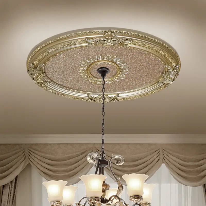 Golden Rocaille Oval Chandelier Ceiling Medallion