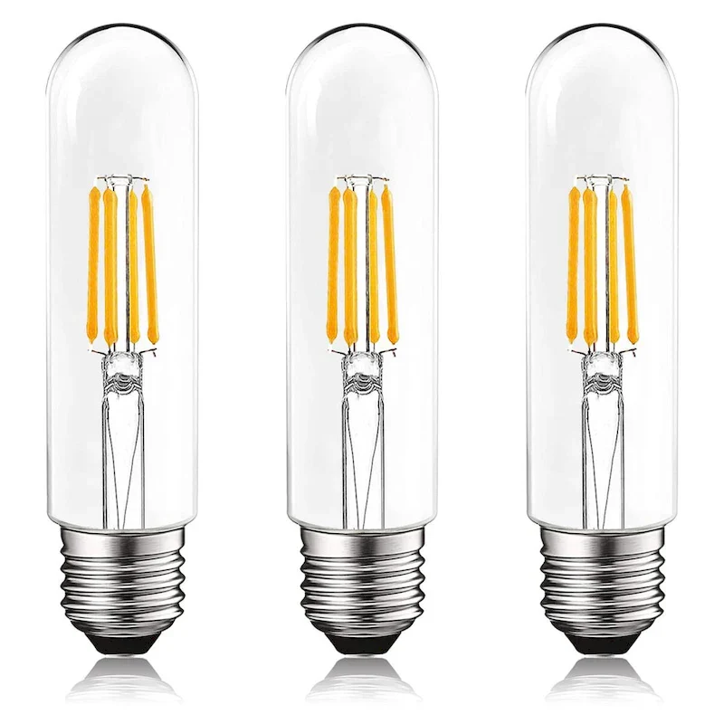 Luxrite T10 LED Bulb 5W=60W 3000K Soft White Edison Bulb 500 Lumens Tubular Light Bulb Damp Rated UL Listed E26 3 Pack