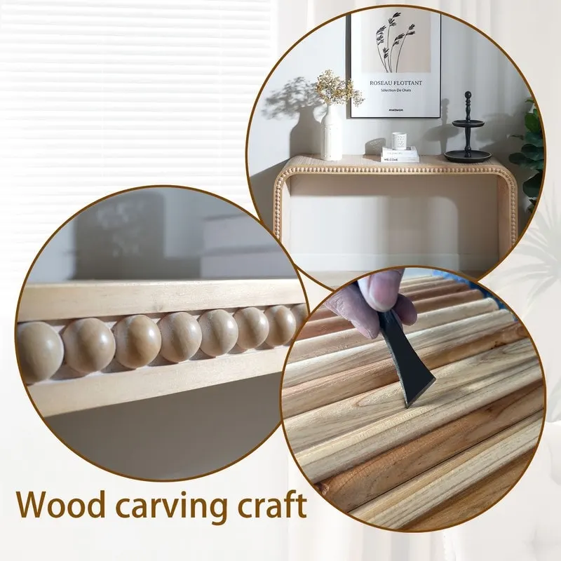 59 Entryway Table, Curved Waterfall-style Table,Console Table with Wood Beads