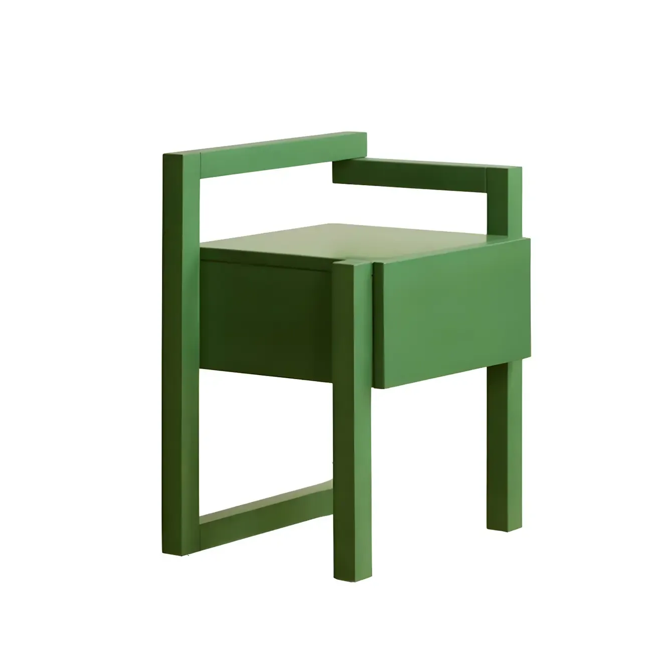 Green Wooden 1 Drawer Narrow Bedroom Nightstand