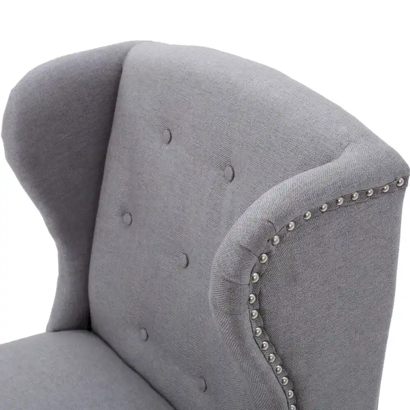 Niclas Wing Back Studded Fabric Accent Chair by Christopher Knight Home