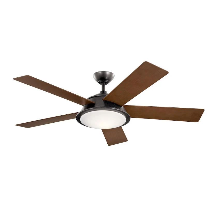 Kichler Verdi 56 Inch LED Ceiling Fan Anvil Iron with Distressed Antique Gray and Walnut Blades