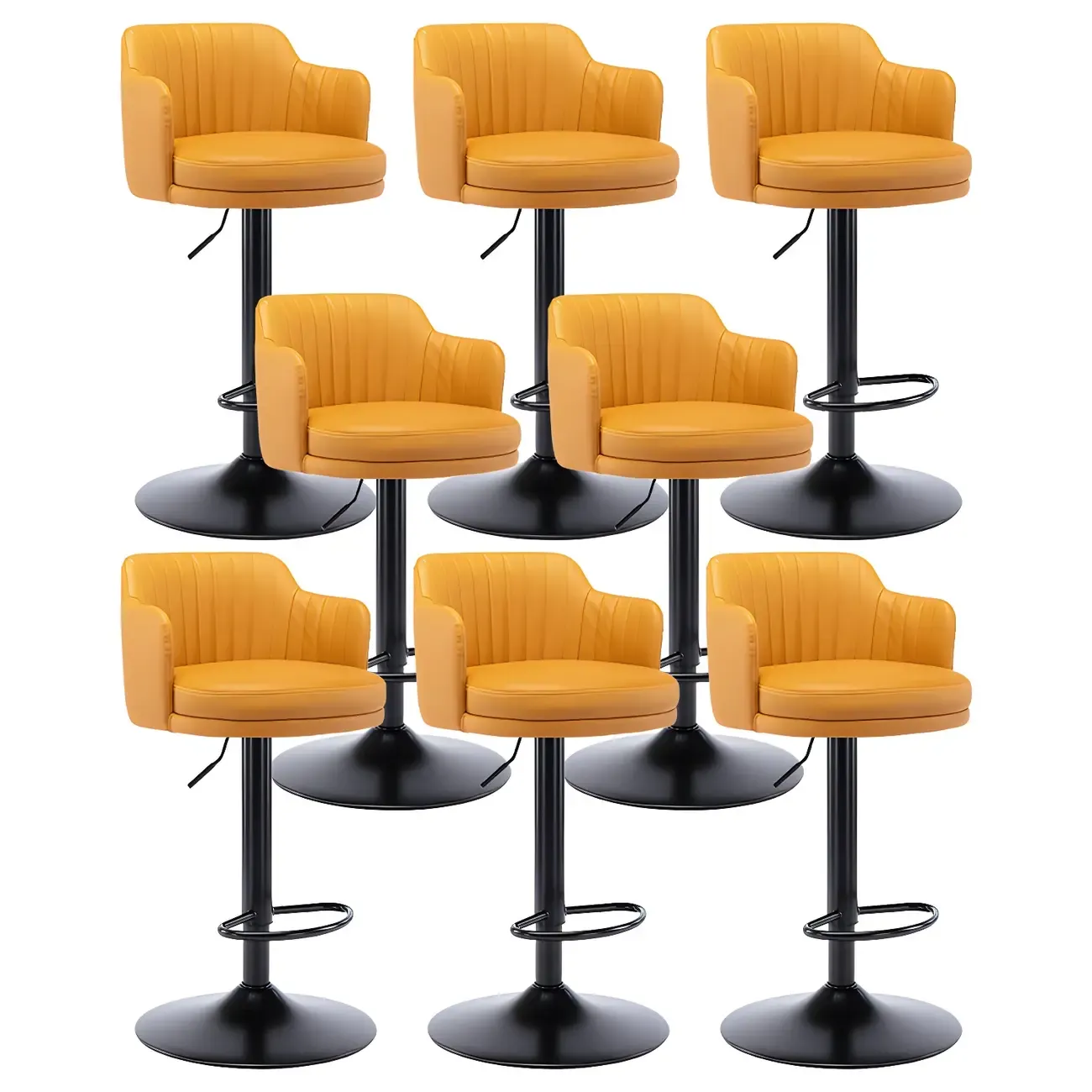 Modern Leather Armrests Swivel Adjustable Bar Stool