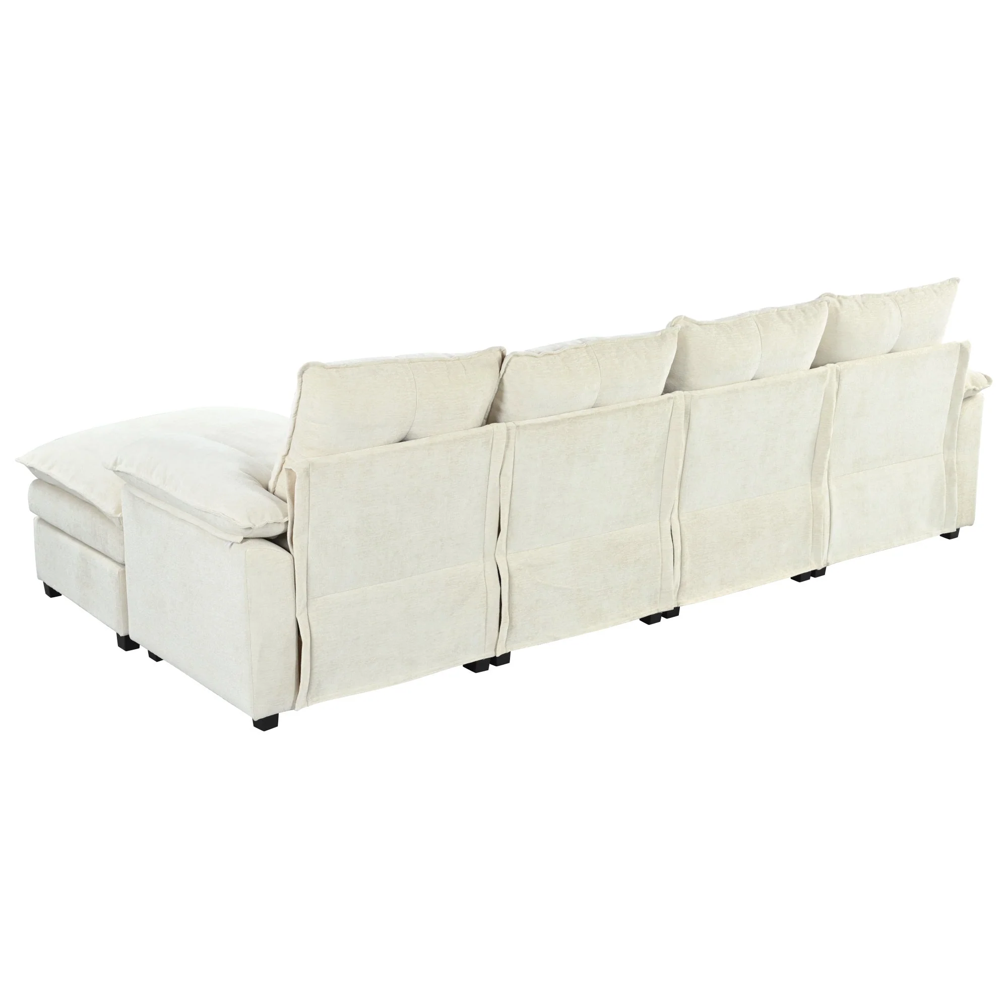 Walker Edison | Chenille Sectional Sofa with Adjustable Armrest Pillows