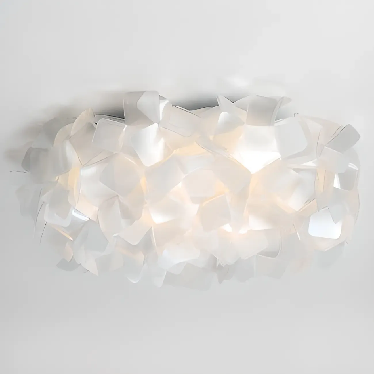 Art Deco White Geometric Plastic LED Flush Mount Ceiling Light