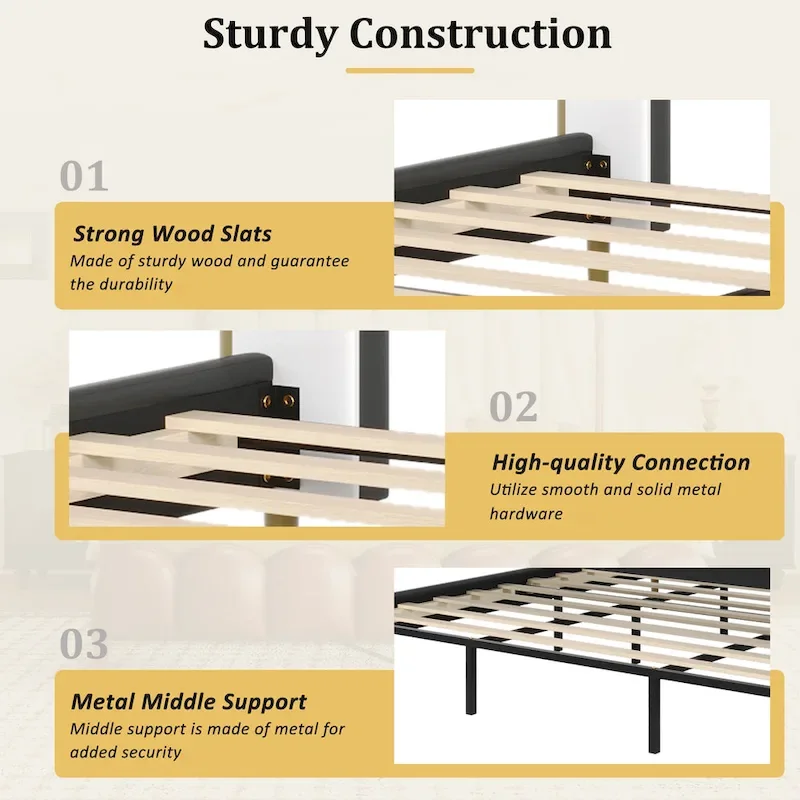 Christopher Knight Home - Leather Upholstered Bed with Headboard & Footboard, Solid Wood Slats & Legs, No Box Spring Needed