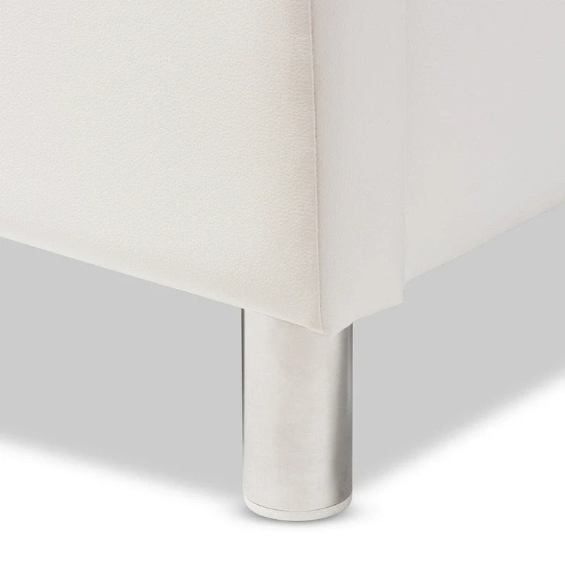 Copper Grove French River White Modern Bed with Upholstered Headboard