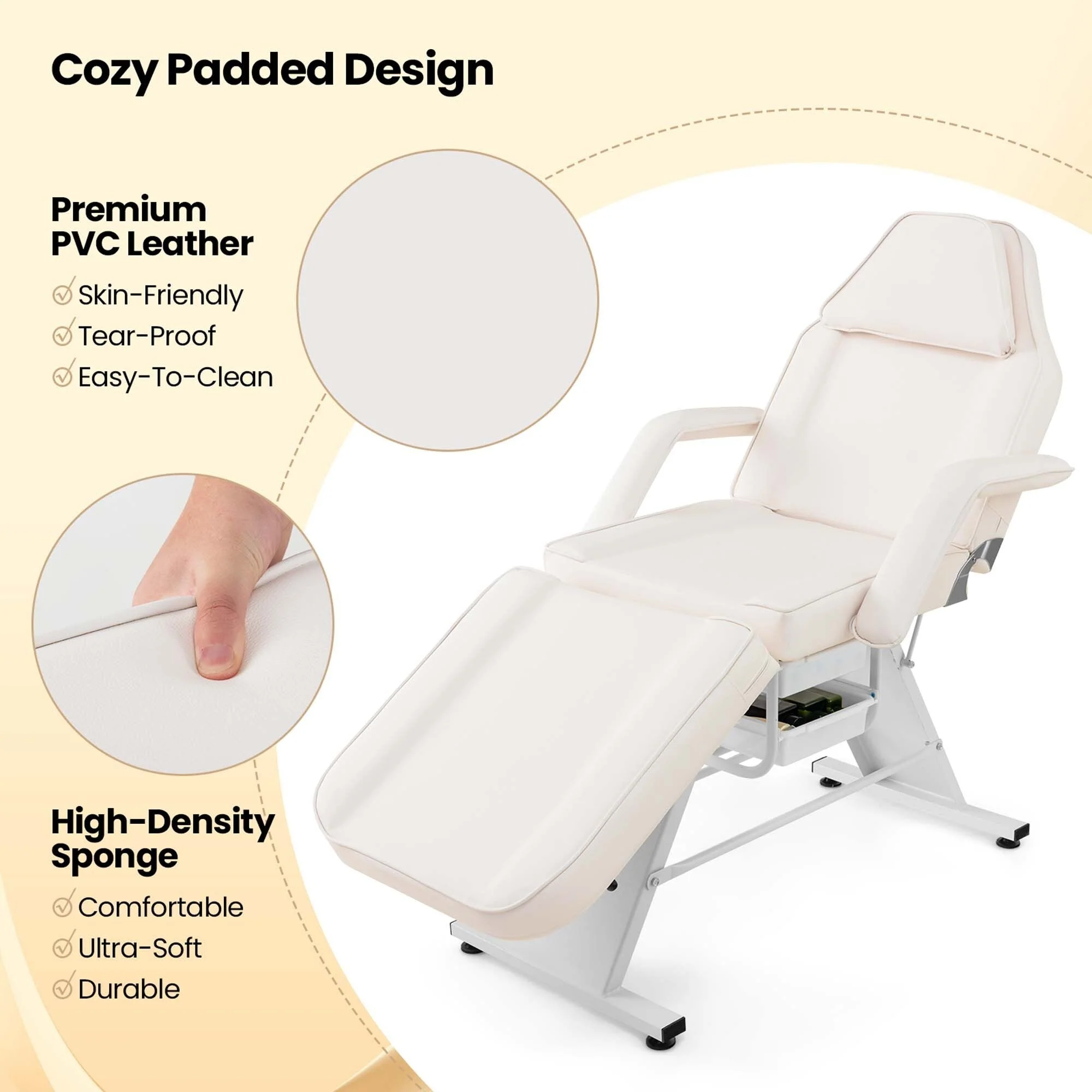 Costway 72 Massage Bed with Hydraulic Stool Adjustable Backrest &