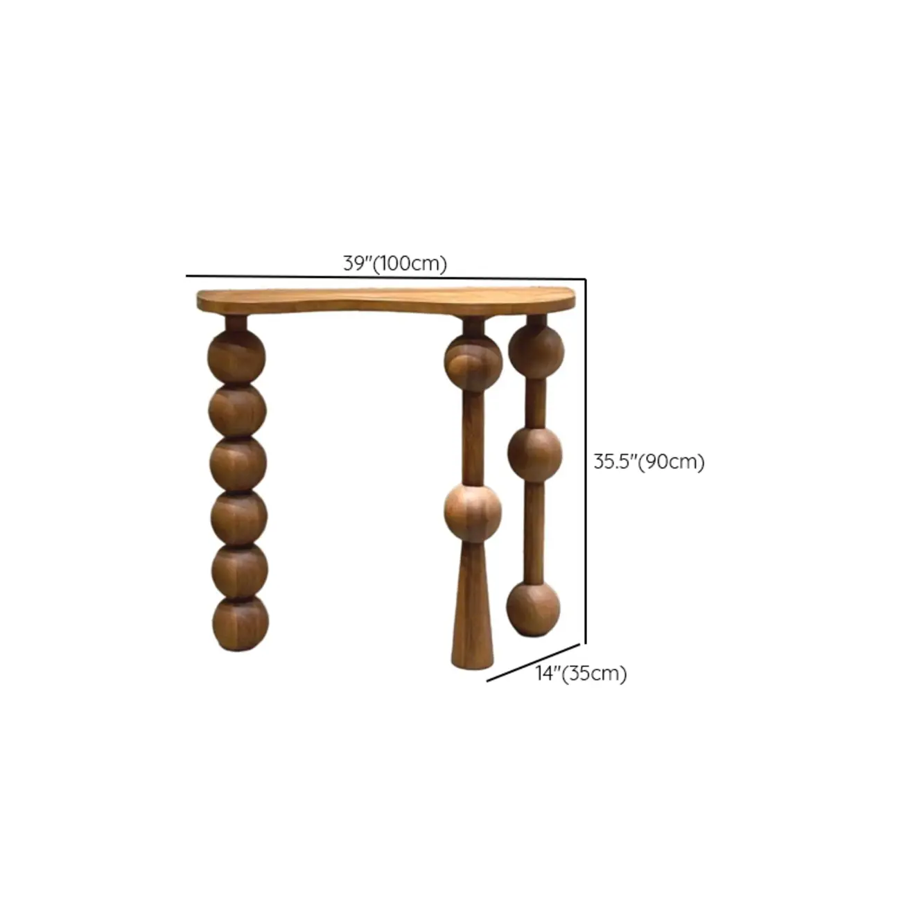 Artistic Walnut Wood Turned Leg Entry Console Table