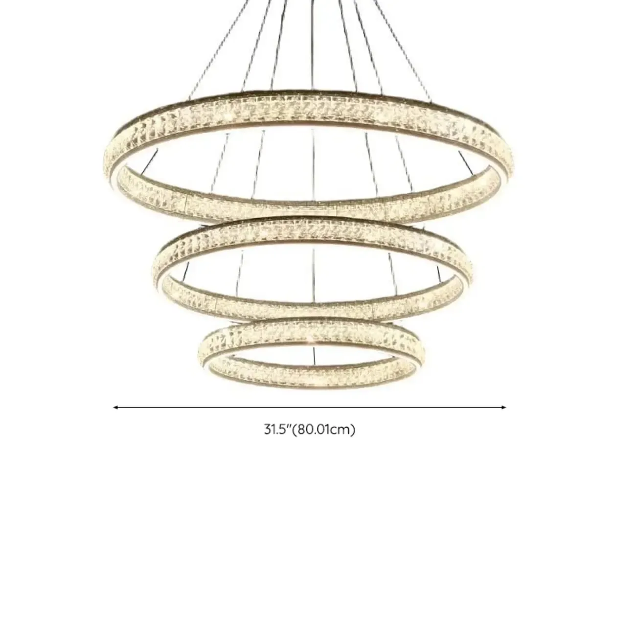 Luxury LED Golden Tiered Ring Crystal Chandelier