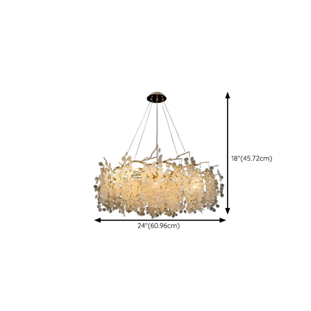 Elegant Golden Branch Glass Pendant Chandelier