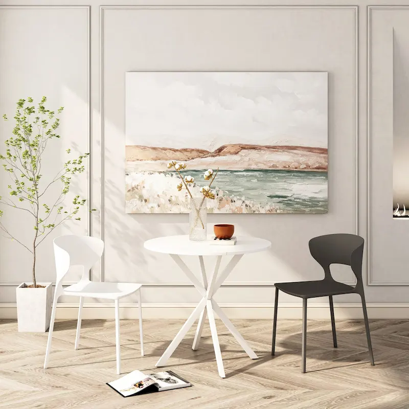 Modern Cross Leg Round Dining Table ,Two Piece Removable Top