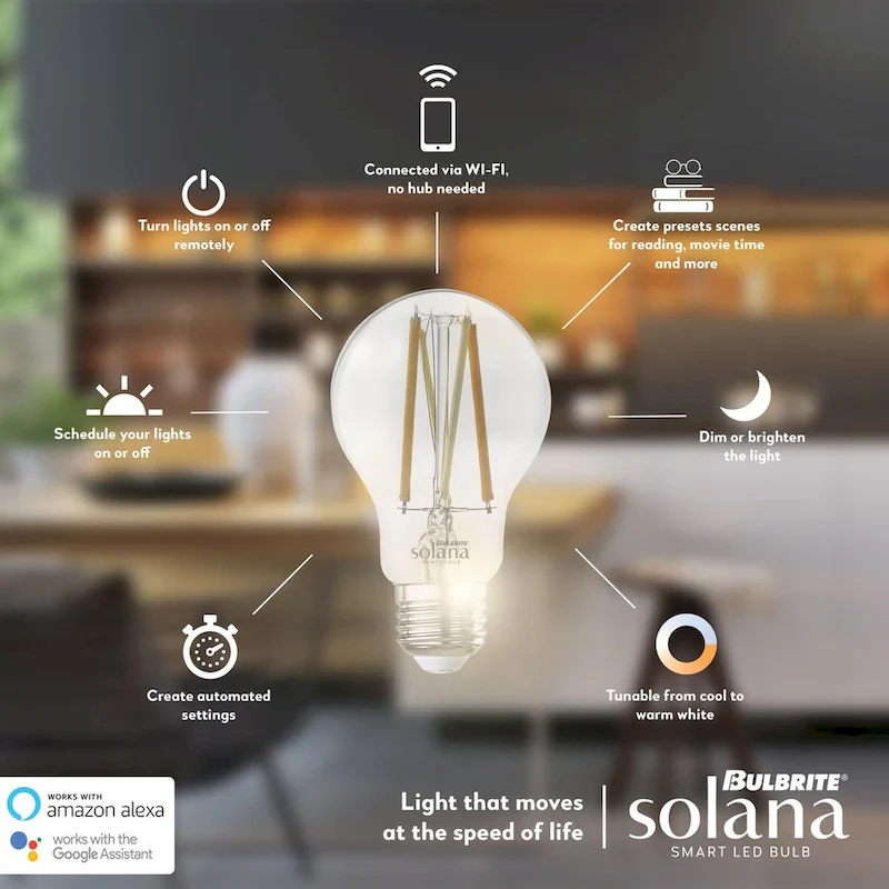 Bulbrite Solana Smart LED G25 60W Equivalent Tunable WIFI Light Bulb, Clear, 2PK - 2200K-6500K