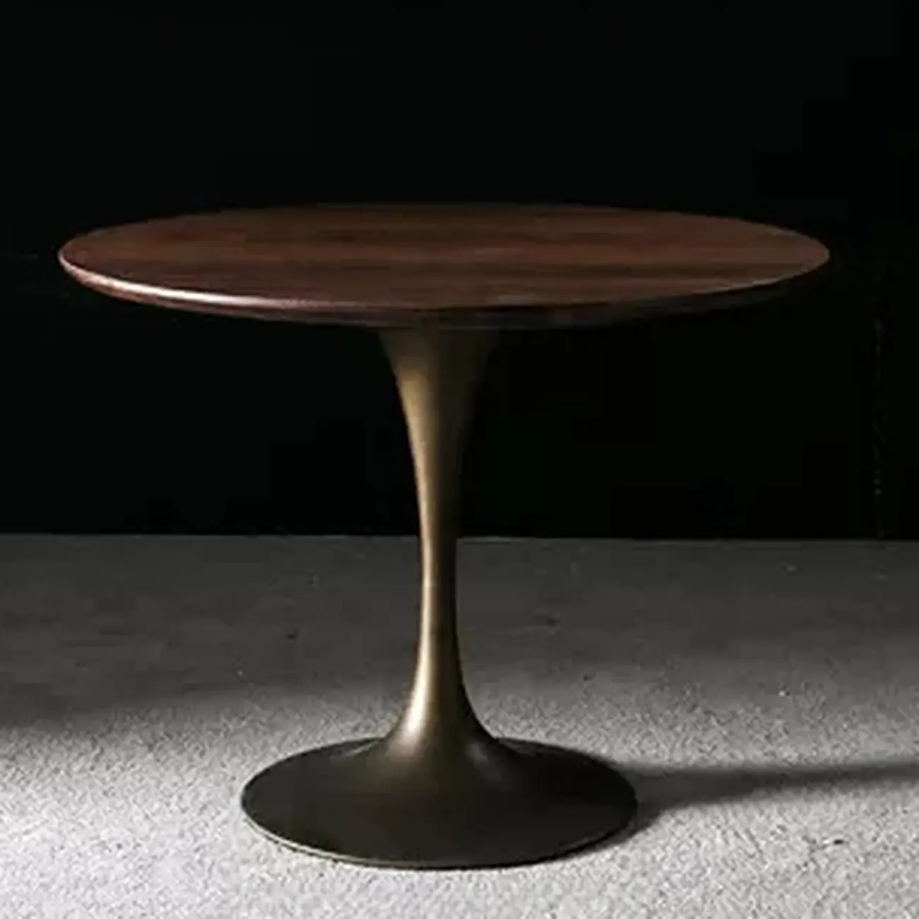 Glam Brown Wood Round Dining Table