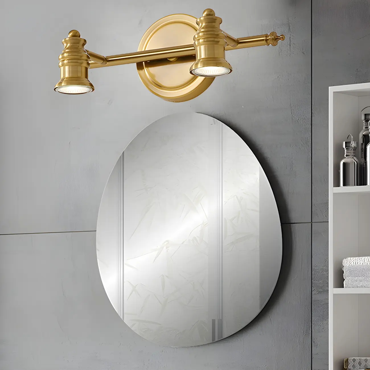 Modern Oval Brass Vanity Light with Warm Light for Bathroom