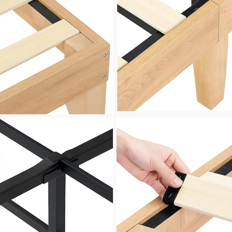 Bed Frame with Natural Rattan