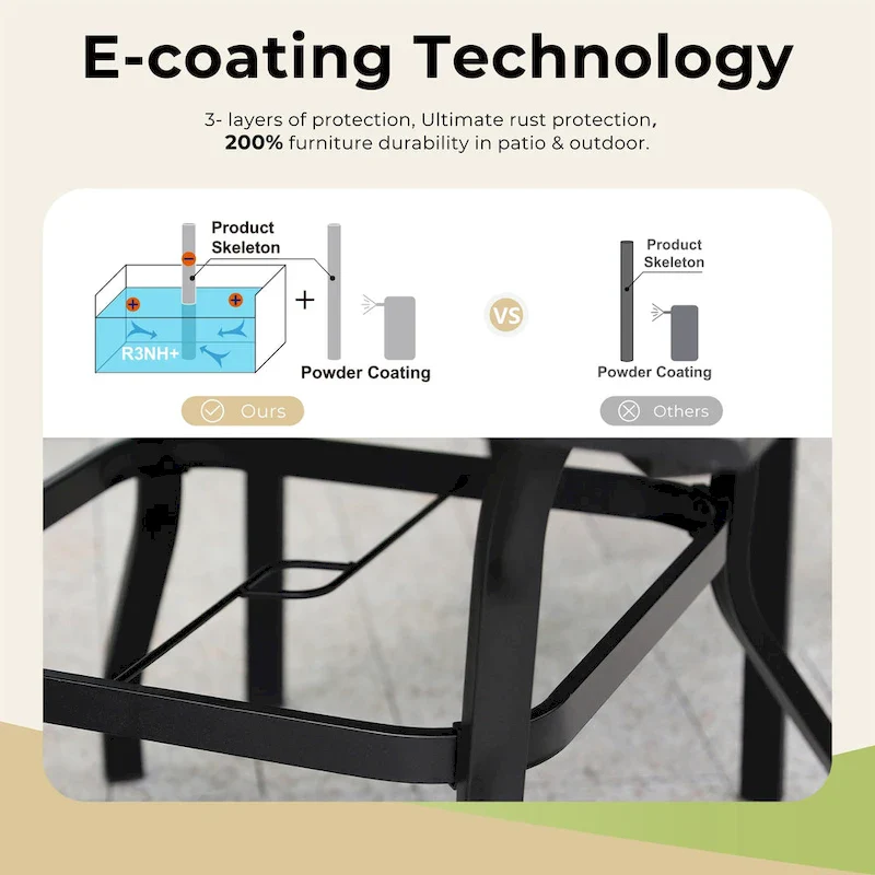 MAISON ARTS 5-piece Faux Wood Table and Metal Stackable Chairs Patio Set - 5-Pieces Sets