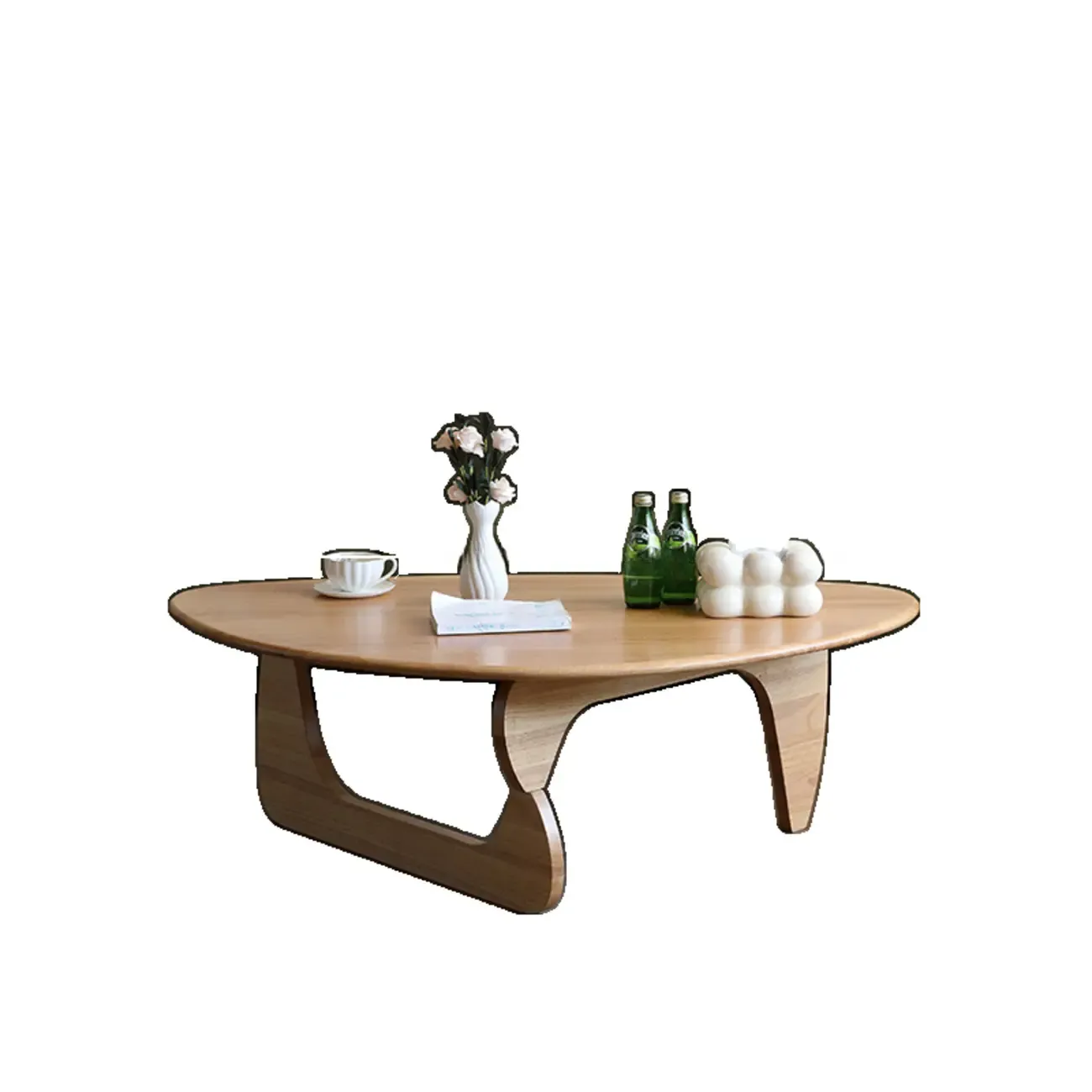Modern Abstract Wood Triangular Coffee Table