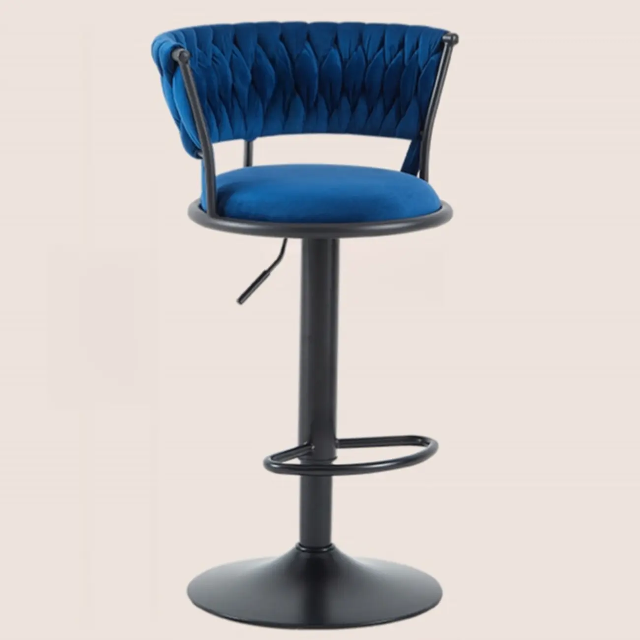 Adjustable Flannel Curved Back Bar Stools with Gold Base