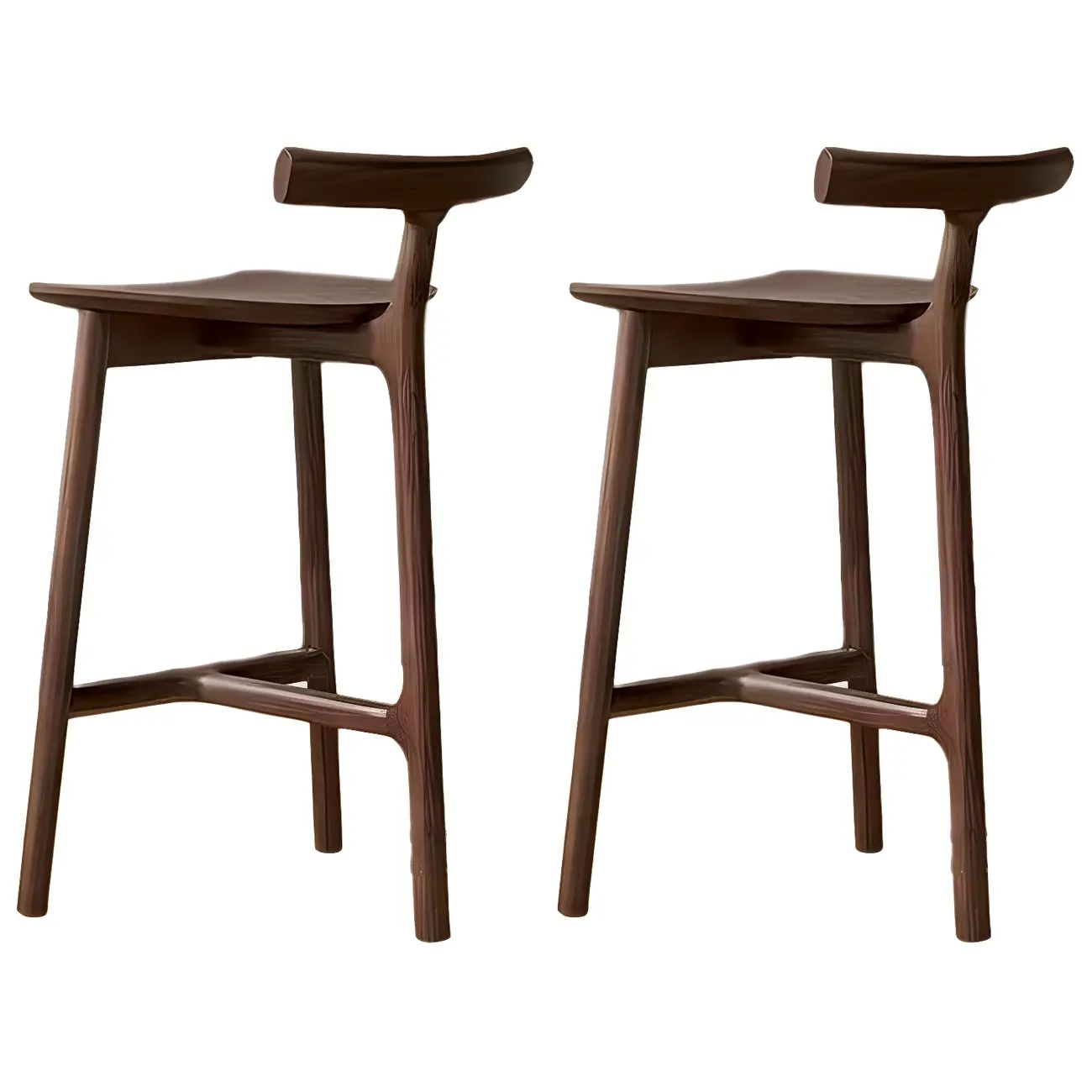 Natural Tripod Ash Wood Fabric Armless Bar Stool