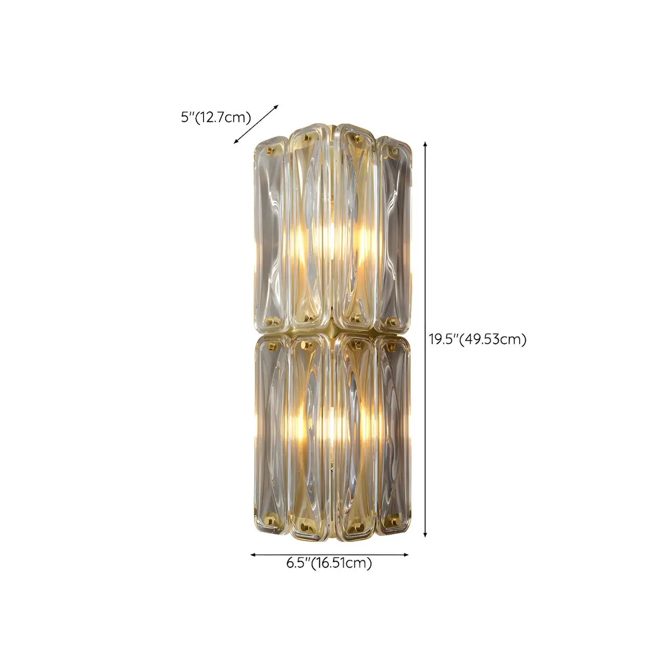 Modern Gold Metal Clear Glass Geometry Wall Sconce