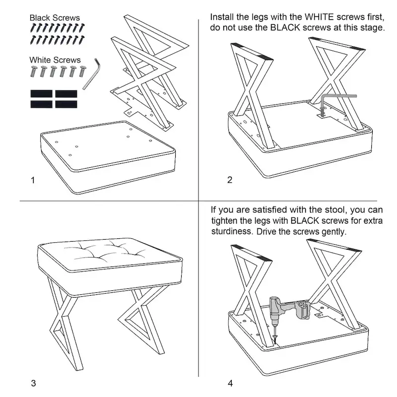 Textured Velvet Ottoman Vanity Stool 18X18X17