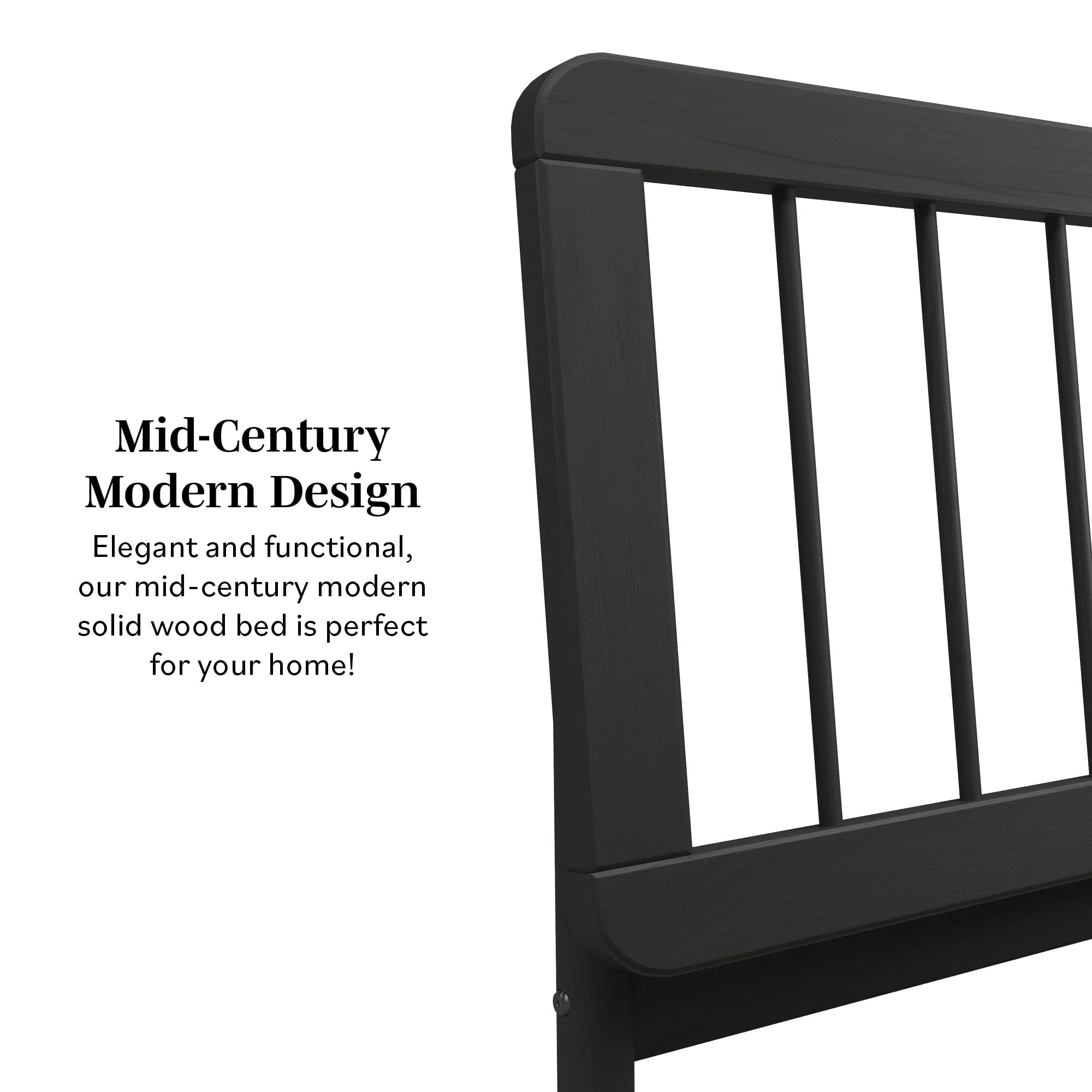 Cama Mid-Century Modern Solid Wood Spindle Bedframe