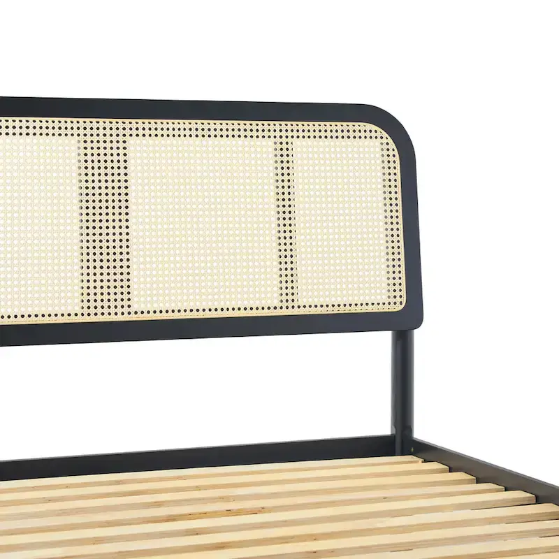 Middlebrook Designs Boho Curved Rattan Headboard Queen Bedframe