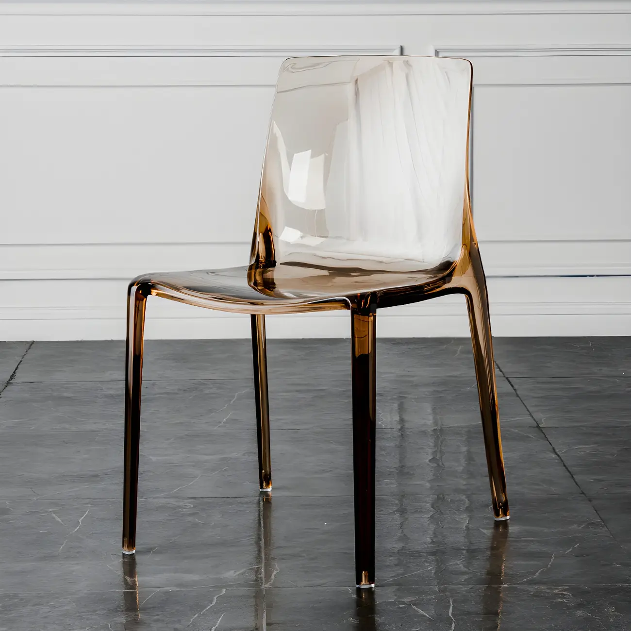 Amber Acrylic Armless Low Back Dining Chair
